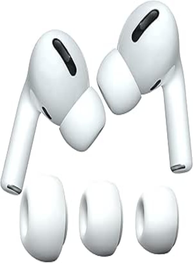 KACA Silicone Replacement Ear Tips for Apple AirPods Pro 2 & Airpods Pro | Anti-Slip Eartips | Fits in The Charging Case (All 3 Sizes inclued) (Small+Medium+Large Size, 3 Sets, 6Pc) (White)